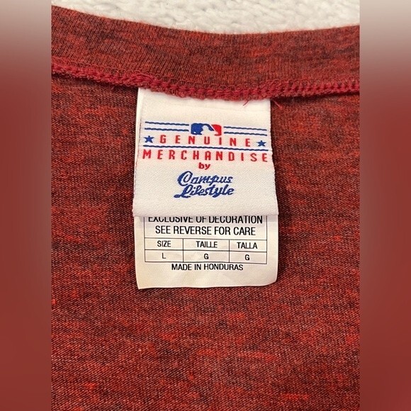 Women’s Angel’s Baseball V-Neck T-shirt Red Los Angeles Anaheim EUC MLB Large - Picture 6 of 9
